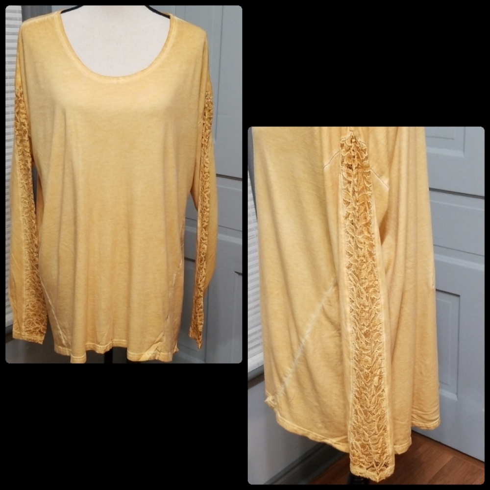 Lane Bryant Lace Inset Long Sleeve Tee